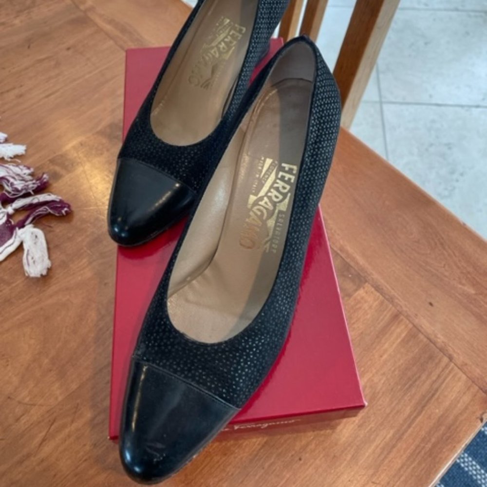 Black Suede Salvatore Ferragamo Pump